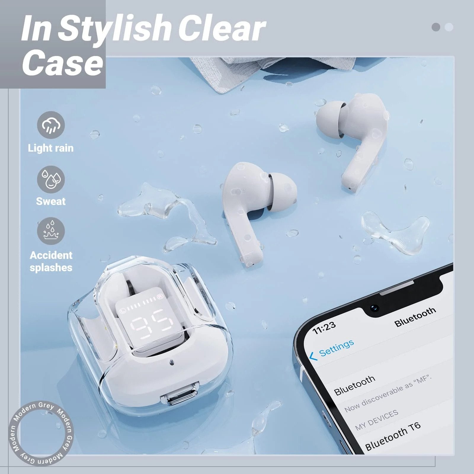 T6 Crystal Wireless Earphones سماعات أذن لاسلكية كريستالية T6