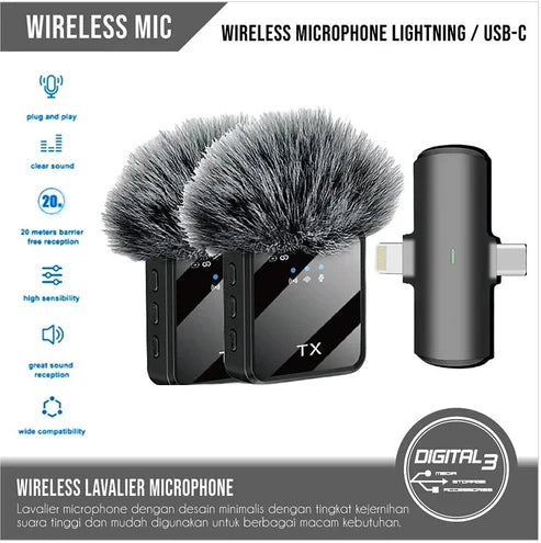 Wireless Lavalier Microphone ميكروفون لاسلكي صغير الحجم