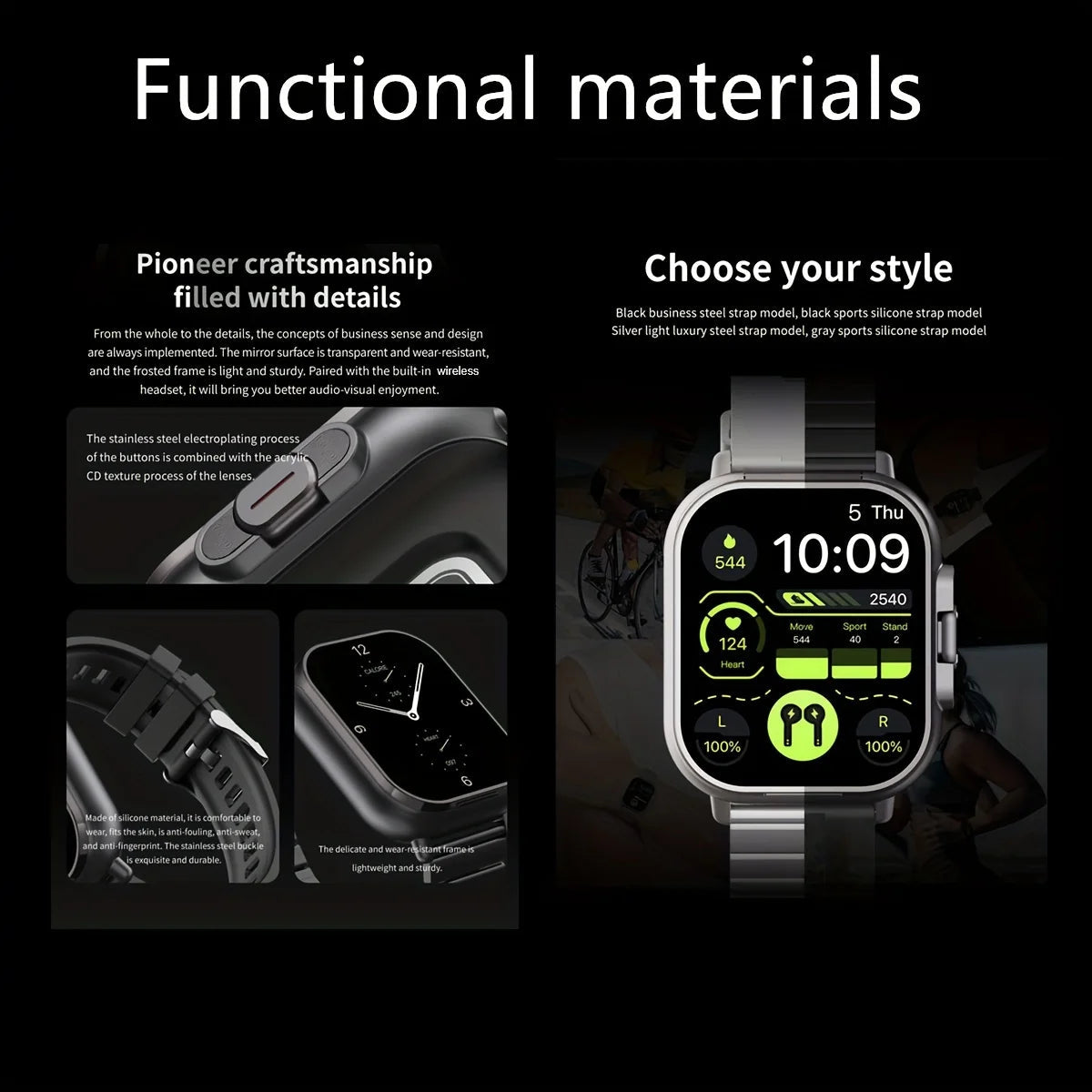 Smartwatch with Wireless Earbuds  ساعة ذكية مزودة بسماعات أذن لاسلكية