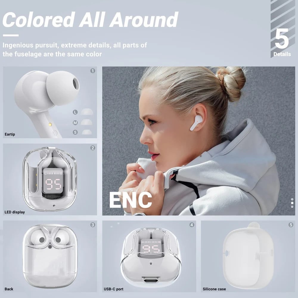 T6 Crystal Wireless Earphones سماعات أذن لاسلكية كريستالية T6